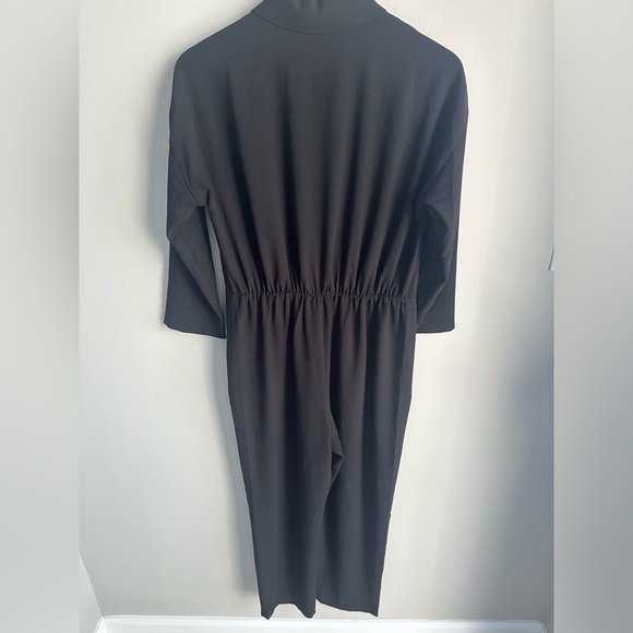 J. Crew 365 fabric faux wrap 3/5 sleeve black jumpsuit size 4 - Picture 8 of 8